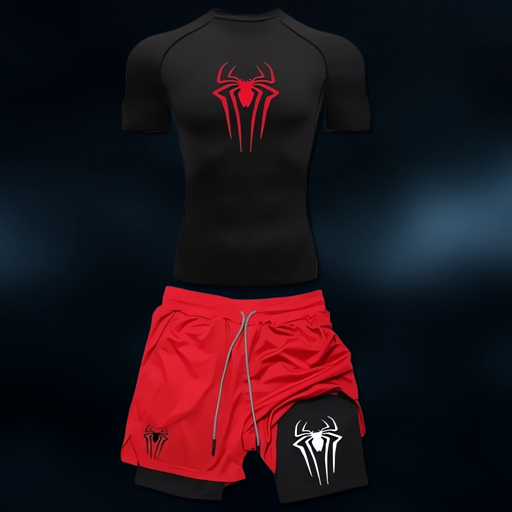 “Spider Gym” Set 🕷️ – Strength. Speed. Survival. (Includes Tee + Shorts)