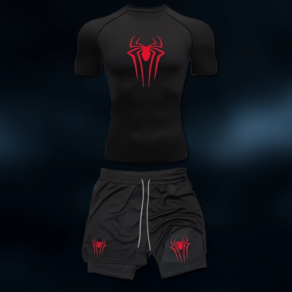 “Spider Gym” Set 🕷️ – Strength. Speed. Survival. (Includes Tee + Shorts)