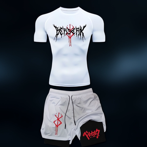Brand of Strength” Gym Set ⚔️ – Berserk Edition (Includes Tee + Shorts)