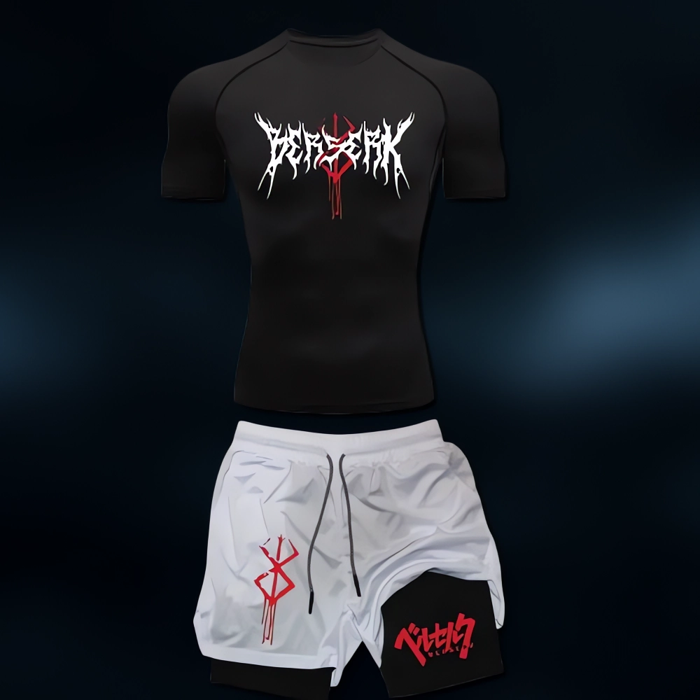 Brand of Strength” Gym Set ⚔️ – Berserk Edition (Includes Tee + Shorts)