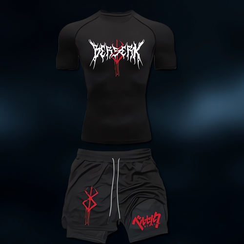 Brand of Strength” Gym Set ⚔️ – Berserk Edition (Includes Tee + Shorts)